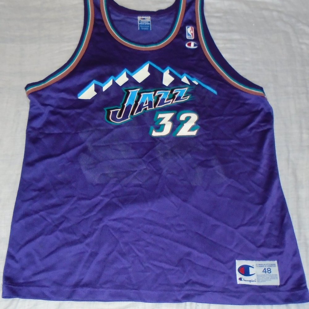 Karl Mailman Malone Utah Jazz NBA Champion Basketball Jersey Vintage Size 48 XL